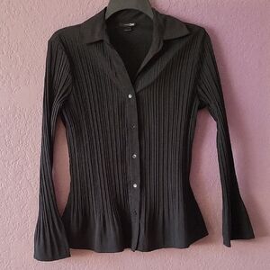 East 5th Black Pleated Button-Down Shirt